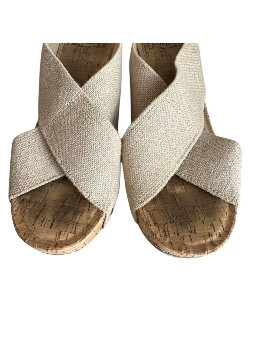 Lucky Brand Miller 2 Cork 4 Inch Wedge Heel Sandals Cream & Tan Women’s Size 8.5 - Picture 5 of 7
